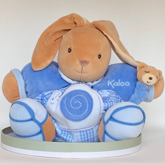 🐰Kaloo Brand New Large Blue Chubby Rabbit w/ Detachable Snail 🐌–Gift Boxed 🎁 - Picture 1 of 12